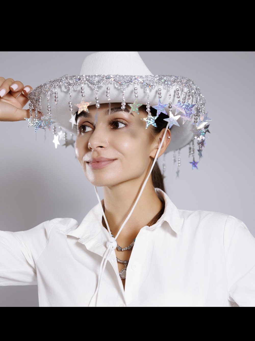 Silver Star Fringe Cowboy Hat - Women Accessories